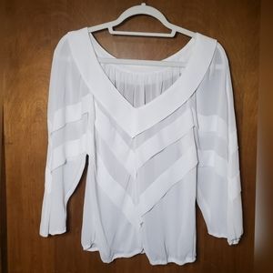 3/$30 💋 Sheer Funky Striped V-Neck Blouse